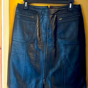 Leather pencil skirt zipped front and in the back